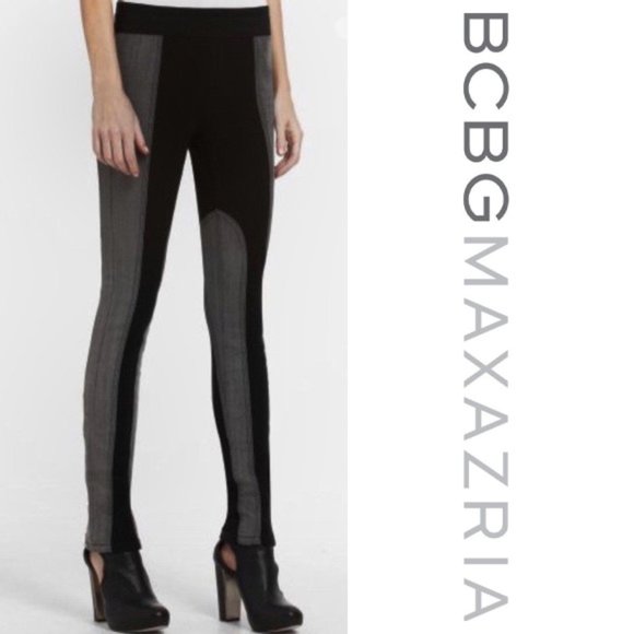 BCBGMaxAzria Pants - BCBGMaxAzria Jackson Paneled Leggings Night Sand Black Grey Size Small